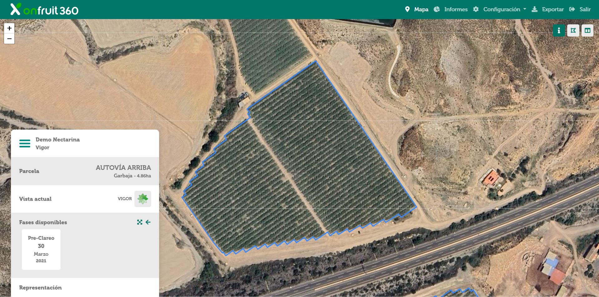 Vista web - Finca sin datos