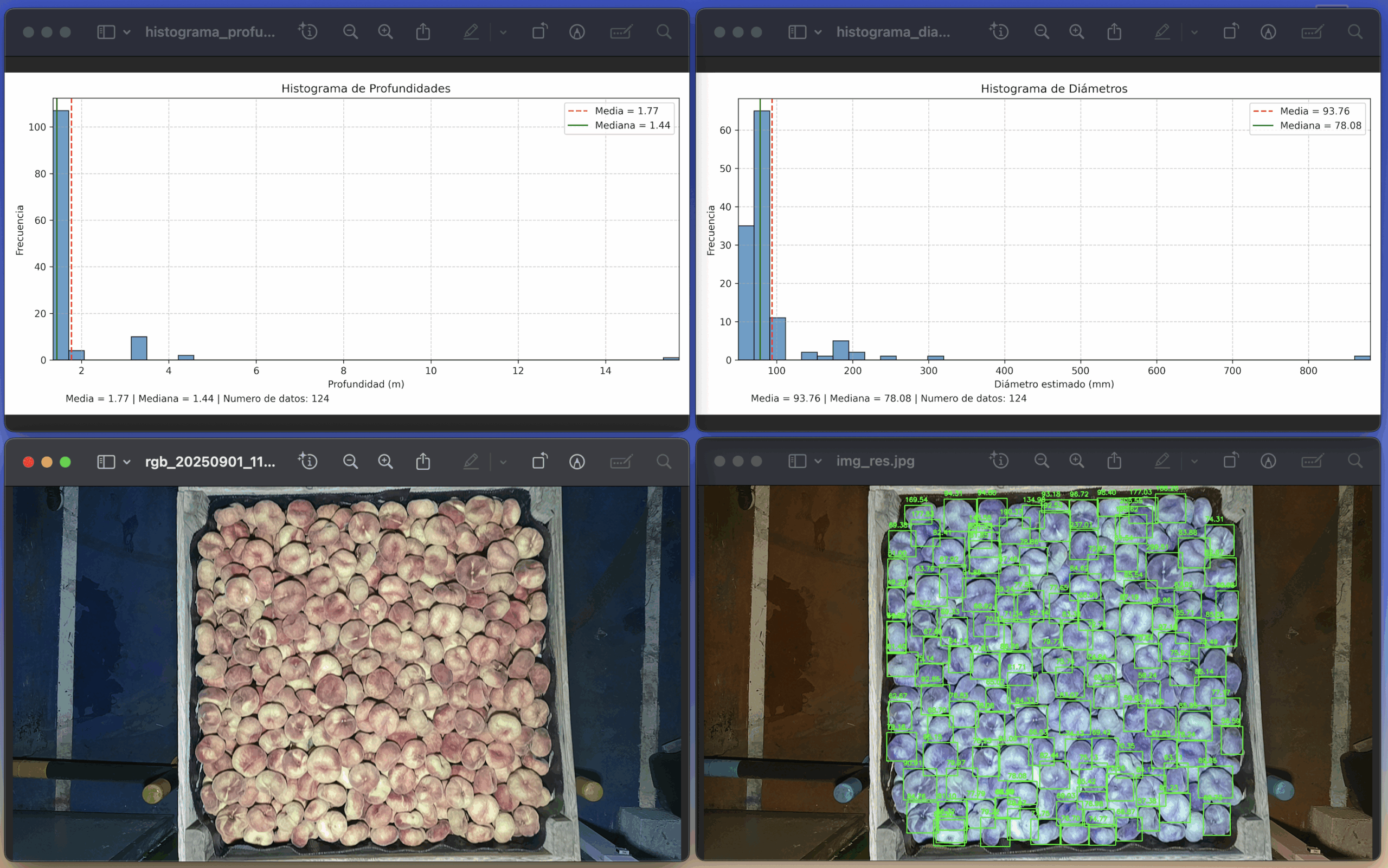 Interfaz de evaluación de calidad y trazabilidad en PREFRUTIA