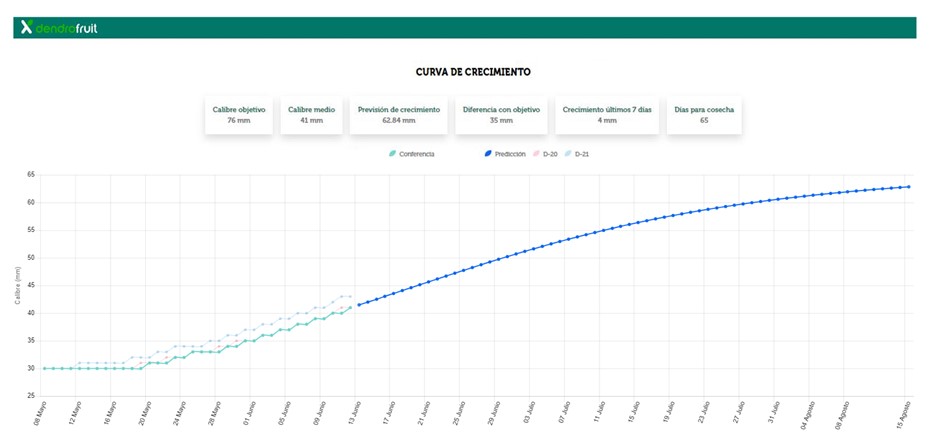 Gráfica crecimiento fruto DendroFruit